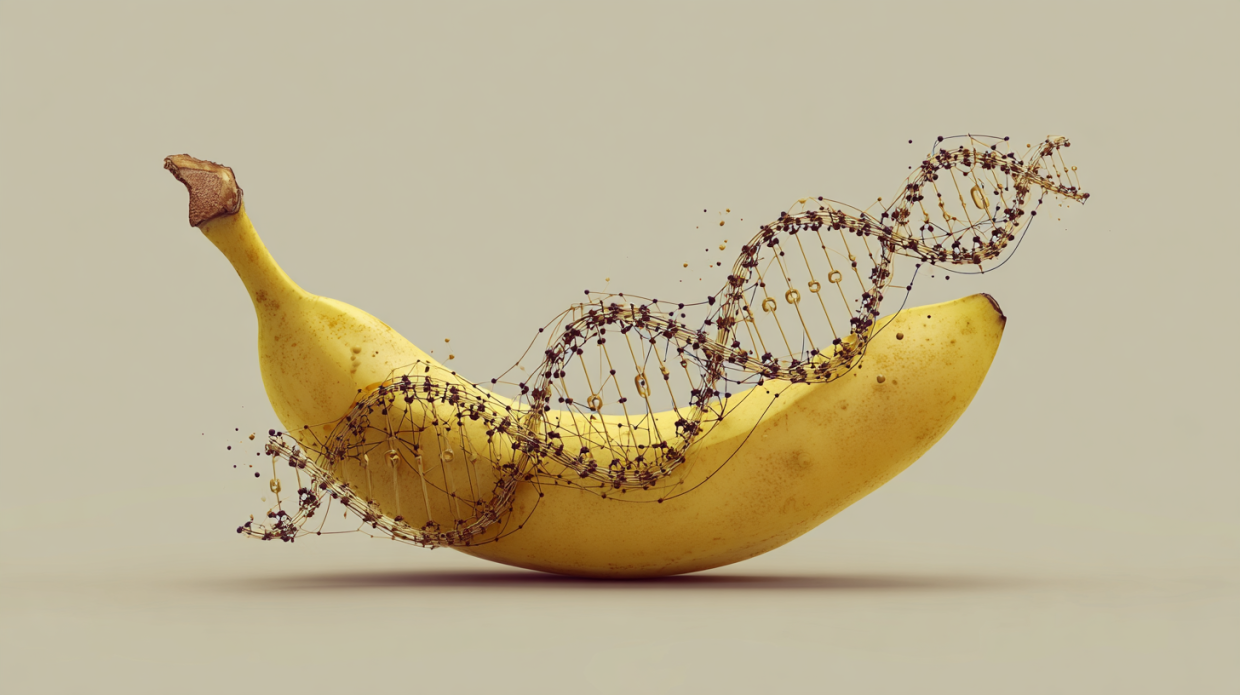 Banane mit DNA Molekül